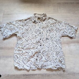 Vintage Bruno B 100% Silk Floral Hawaiian Shirt Size Large L Super Light